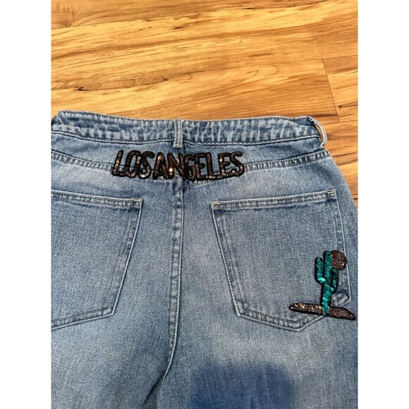 PacSun Embellished Mom Jeans –‎ Size 27 – Distressed & Patch Detail - Picture 4 of 11